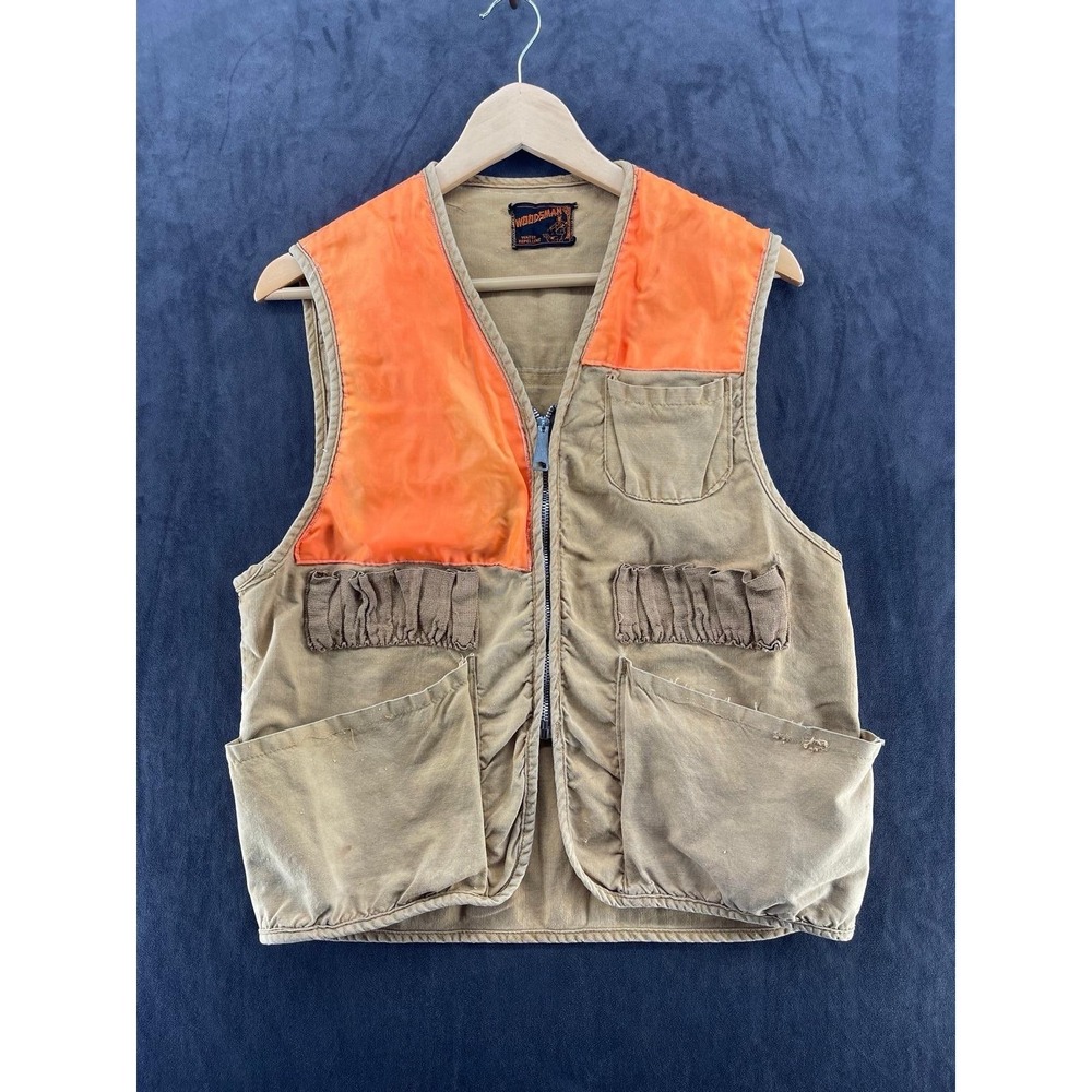 Rare VTG Woodsman Hunting‎ Vest Orange Canvas Water Repellent Game Bag USA